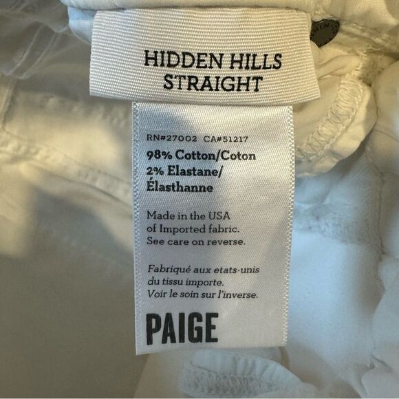 PAIGE Hidden Hills Straight Leg High Rise Jean Optic White - Picture 9 of 11